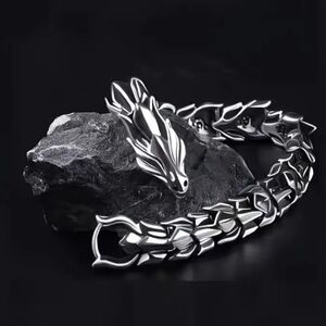 Men's Silver Dragon link bracelet